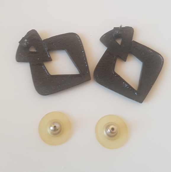 Geometric Teal Earrings - Picture 5 of 7